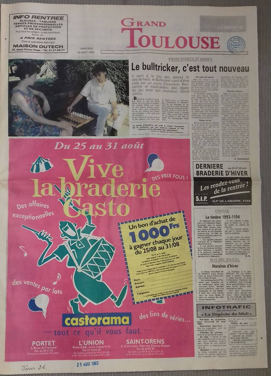 Bulltricker paru dans un article de la Dpche du Midi du 25 aot 1993